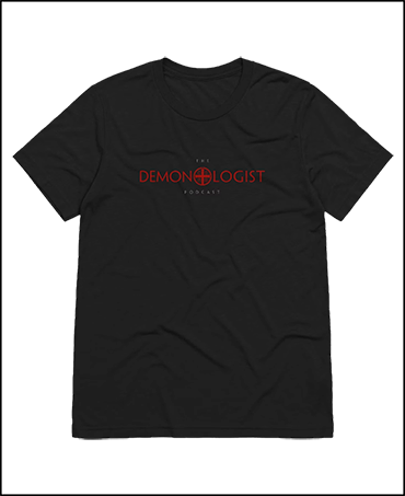 T-Shirt with The Demonologst Podcast logo on front